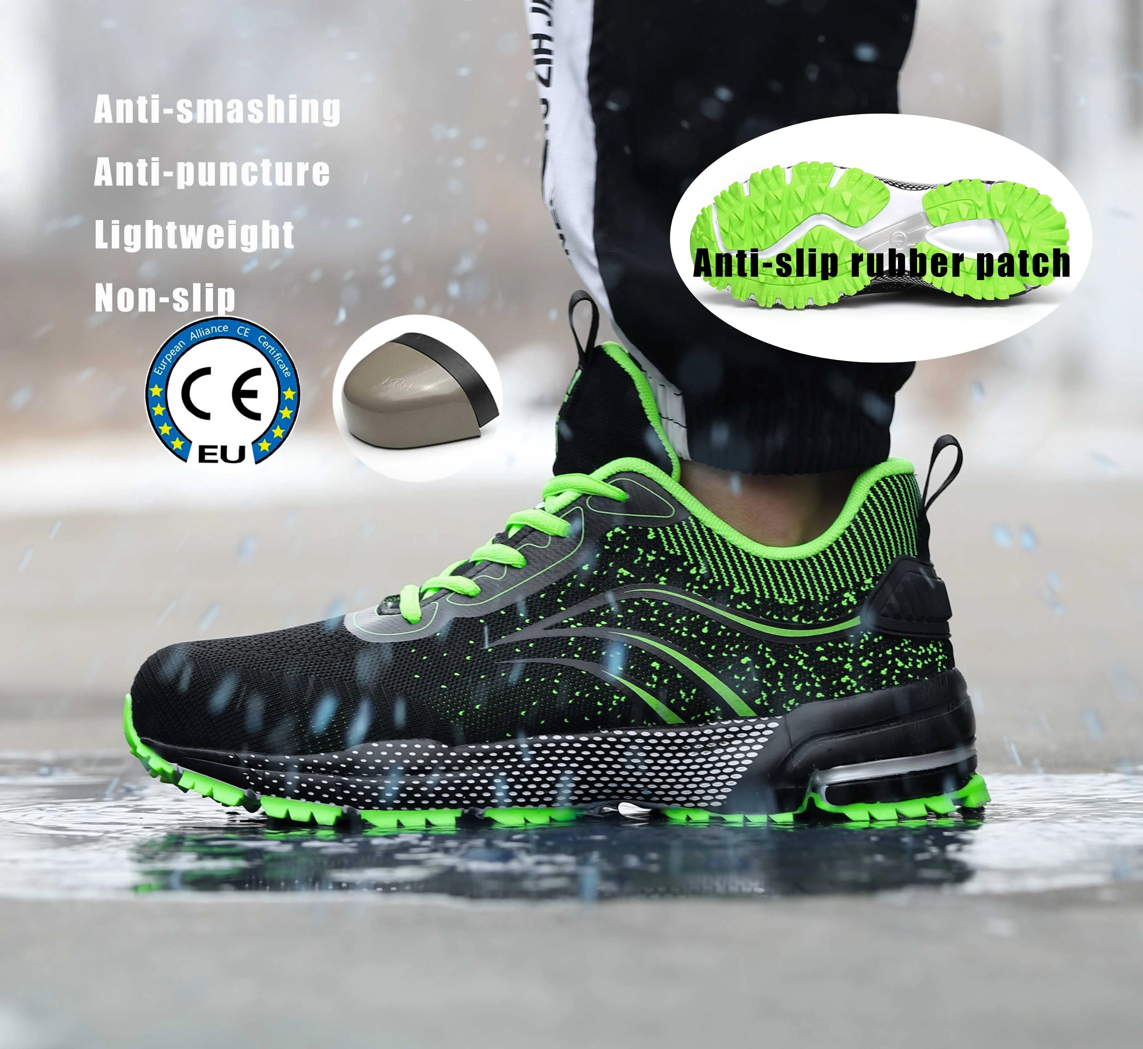 JIANKUN Anti-smash Anti-puncture Lightweight Safety Shoes Steel Toe Non-slip Comfortable Work Boots for Men & Women Construction
