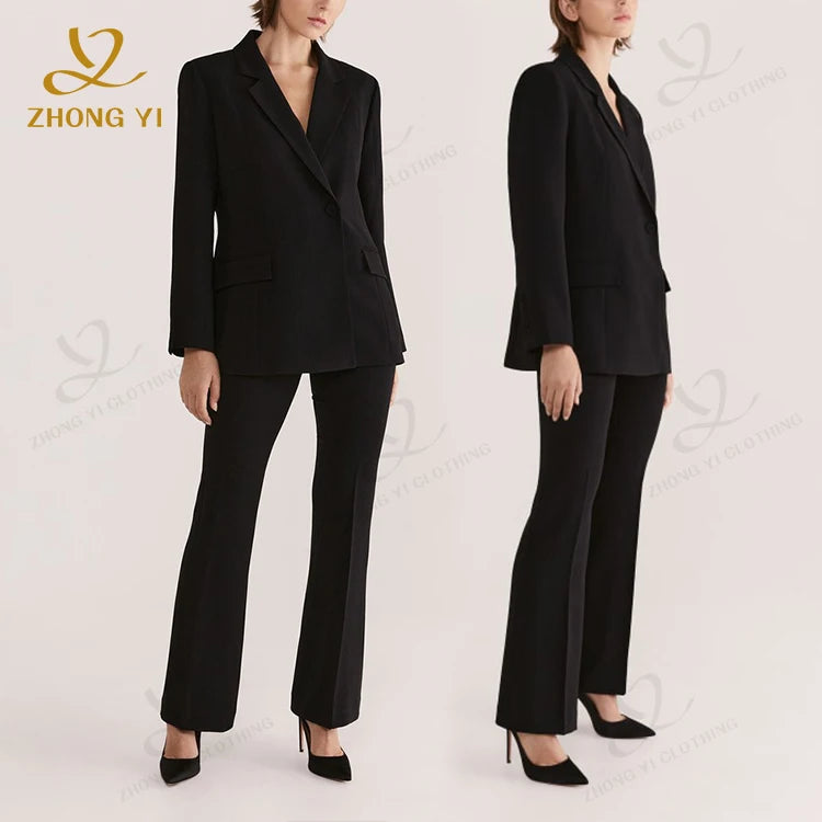 Clothing Factory Wholesale Custom Suit Blazer Same Color Two Piece Set Company Suits Fiesta Elegante Suits Set for Women