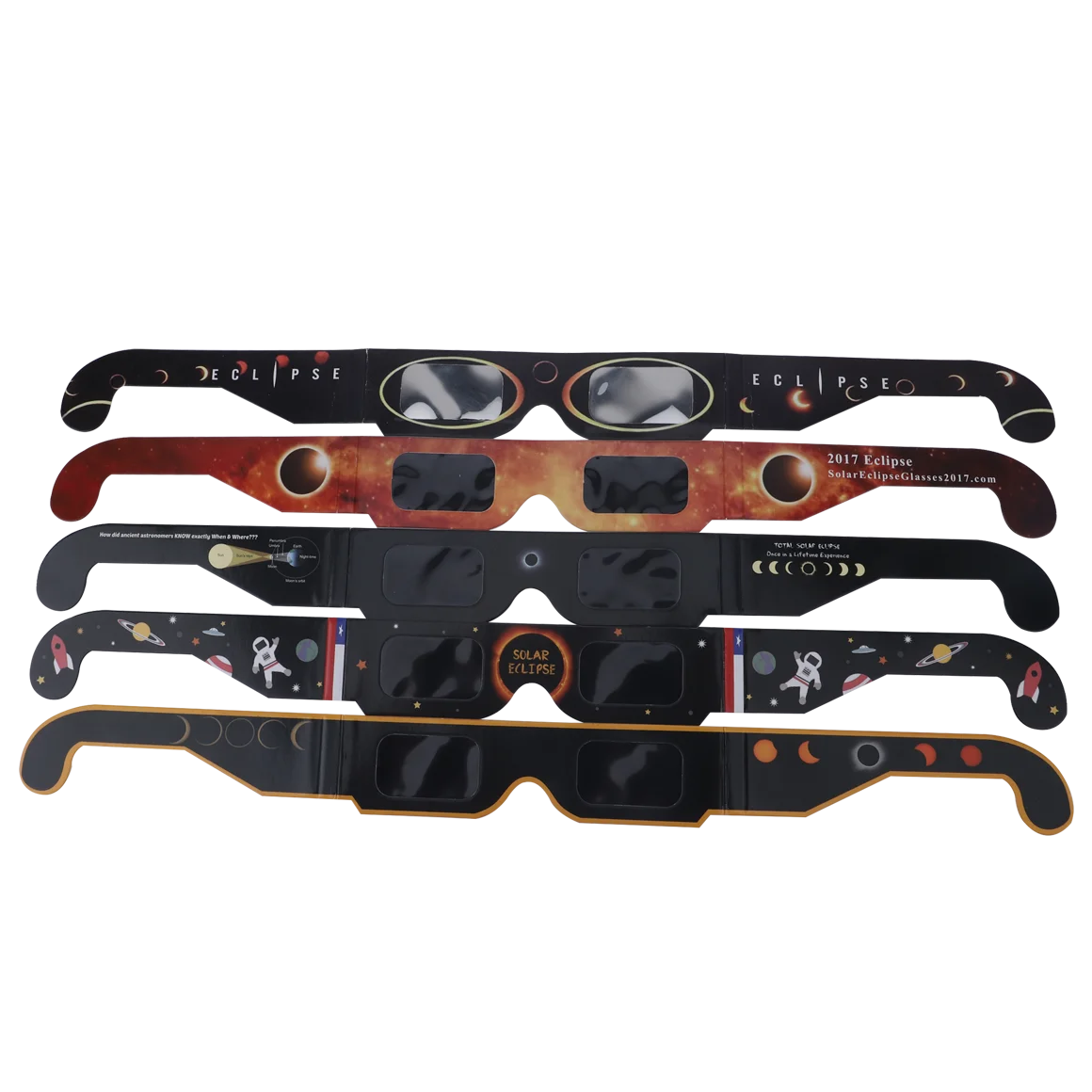 2025 Custom Order Customized Printing Wholesale 3D Paper CE 2024 ISO Certified Sun Viewing Solar Eclipse Glasses