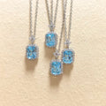 Dainty 925 Silver Perfume Bottle Necklace Aquamarine CZ Pendant Hypoallergenic Delicate Jewelry Gift for Her