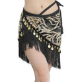 Girls Belly Dancing Fashion Dress with Sequins 2-Color Jacquard Triangular Hip Scarf Mini Skirt Mesh Material for Stage Wear