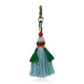 Layered Tassel Keychain for Women Purse Handbag Bag Accessories Charm Decor Colorful Pom Pom Beads Shell Tassel Pendant Key Ring