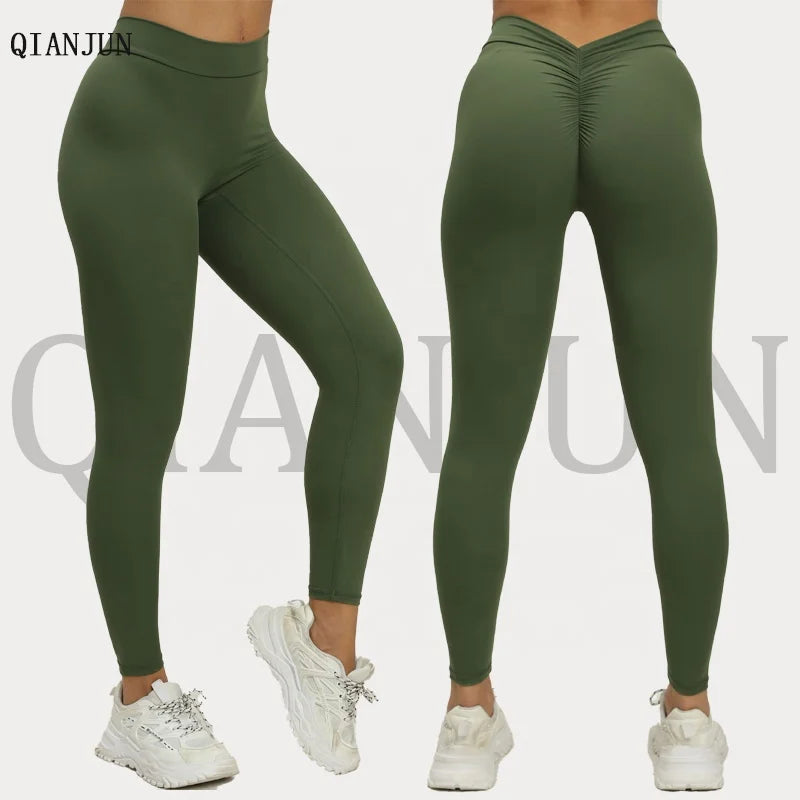 2024 New Breathable V Back Cut Scrunch Butt Leggings High Waist Workout Leggings Gym Women Yoga Pants