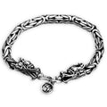 Authentic 925 Sterling Silver Mens Bracelets Viking Dragon Head Vintage Thai Punk Fine Jewelry for Man