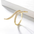 Hot Selling Simple S925 Sterling Silver Shiny Zircon 14k 18K Gold Plated Micro Crystal Irregular Open Ring for Women