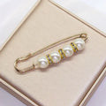 Fashion Rhinestone Safety Pin Style Sweater Scarf Brooch WIth Pearls