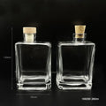 280ml Clear Empty Square Crooked Mouth Beverage Milk Tea Glass Bottles with Cork Stopper