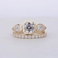 Starsgem Custom Beautiful Lab Created 2carat d Vs1 Asscher Pear Asscher Fancy Cutting Lab Grown Diamond 14k Yellow Gold Ring Set