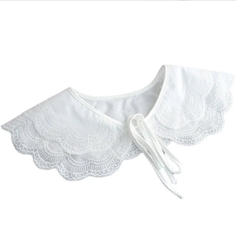 Multifunctional Clothing Accessories Elegant Women Girls Embroidered Flower Designs Detachable Lace Shawl False Forge Collar