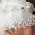 1 Yard Double Layer Trim Lace Pleated Chiffon Hollow White Fabric Collar Dress DIY Sewing 3.15" Width