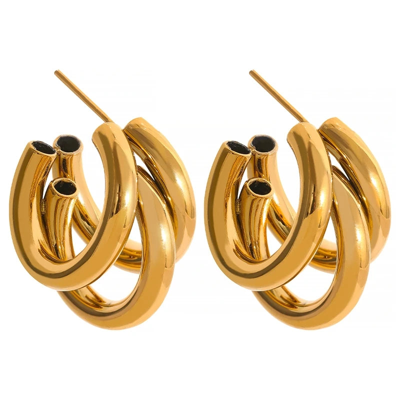 Showfay Charm Stylish k Gold Plated Chunky Waterproof Personality Earrings Jewelry Women Pendientes Mujer MegaBDM