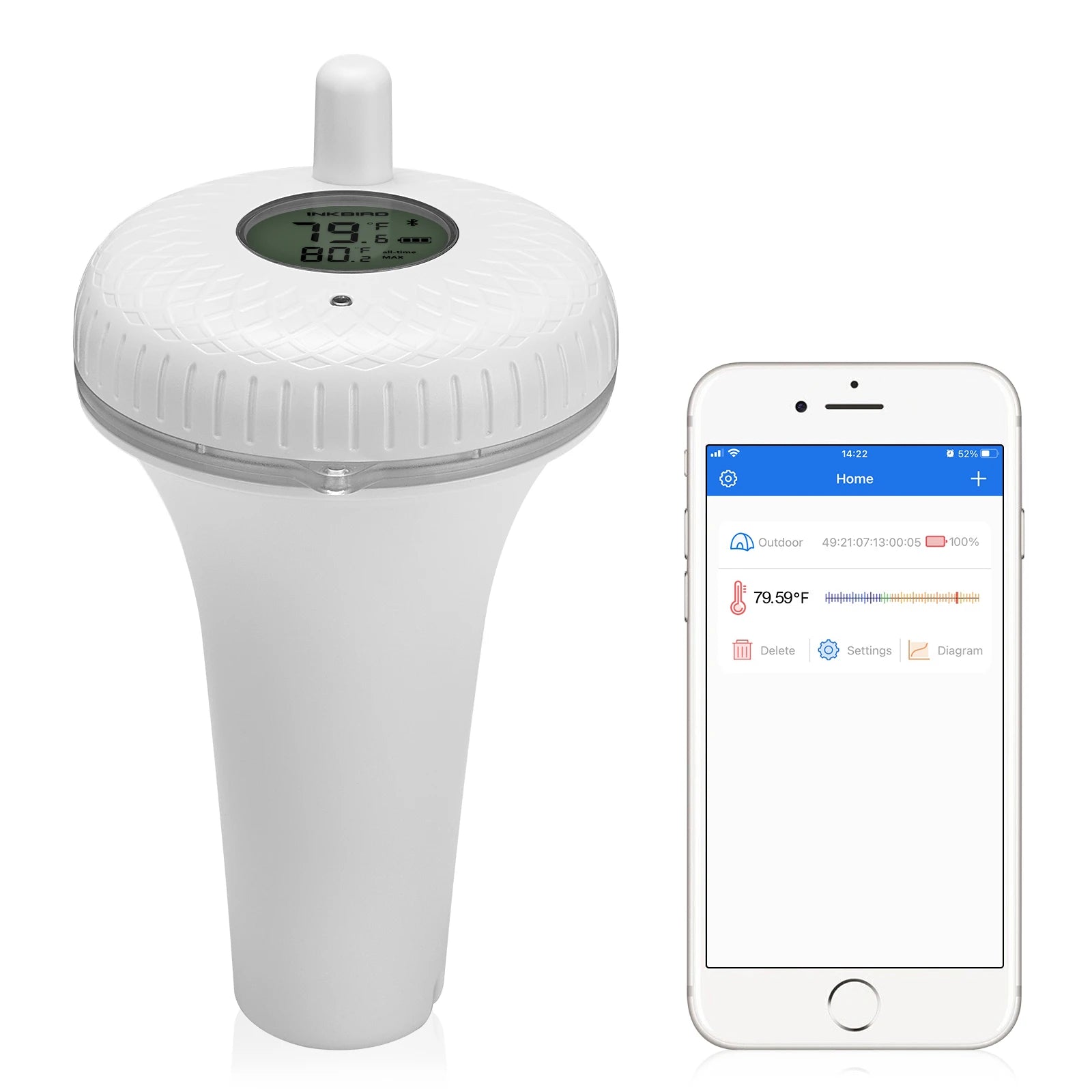 Inkbird IBS-P01B Wireless Swimming Pool Floating Thermometer for Spa Fish Pond