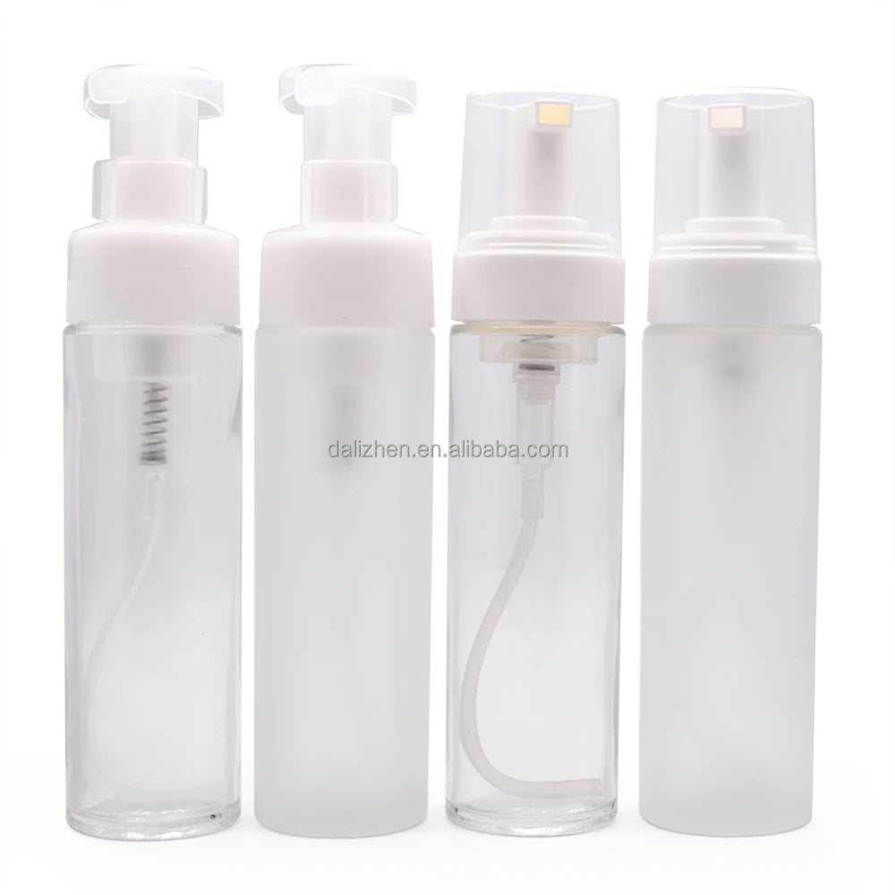 Custom Color Frosted Glass 100 ml 150 ml Foam Dispenser Bottle With Pump