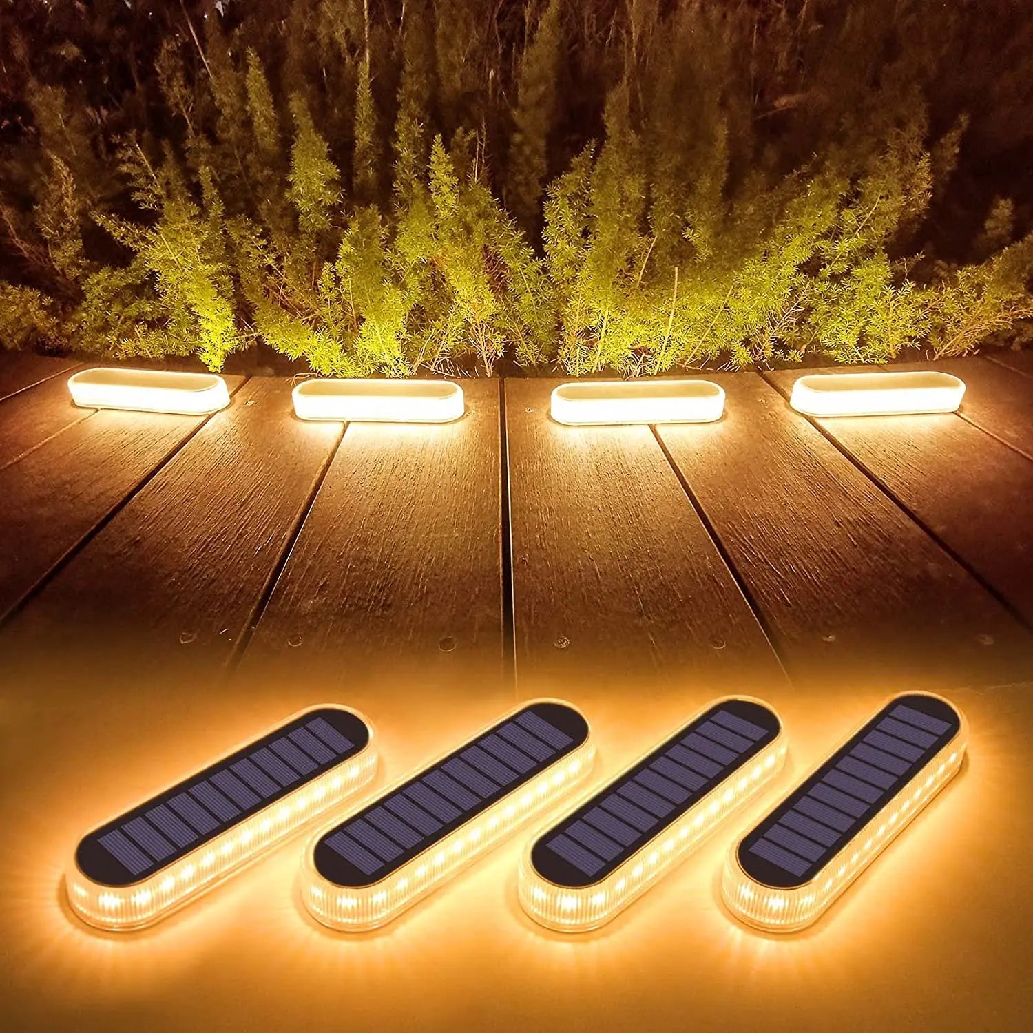 4 Pack Ip68 Waterproof Solar Step Lights LED Solar Stair Lights Outdoor Step Lights for Hallway Path Doorway Garage Doorway