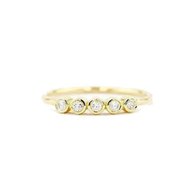 LOZRUNVE Gold Jewelry Custom 925 Silver Gold Dainty Bezel Diamond Stacking Ring Women