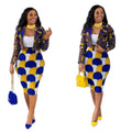 Autumn Flower Contrast Color Leisure Suits Set Fashion Elegant Skirt Two Piece Set