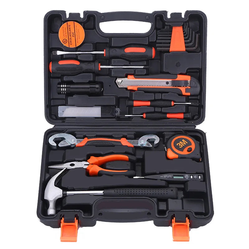 HALLO WOKOR Household DIY Home Repair Tool Kit Multi-Purpose Combi Hand Tools with Hard Case Complete Home Repair Tool Set