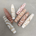 Red and White Old 9 Eyes 3 Eyes Dzi Beads 13*58MM
