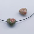 Exquisite Heart-Shaped Horizontal Perforated Unakite Stone 15MM Heart-Shaped Natural Stone DIY Decoration Loose Gemstone