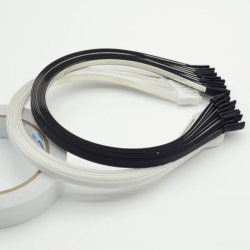 5mm Black White Grosgrain Lined Metal Wire Headbands Plain Ribbon Covered Hairbands Base Hair Hoops for DIY Kids Hair Bows