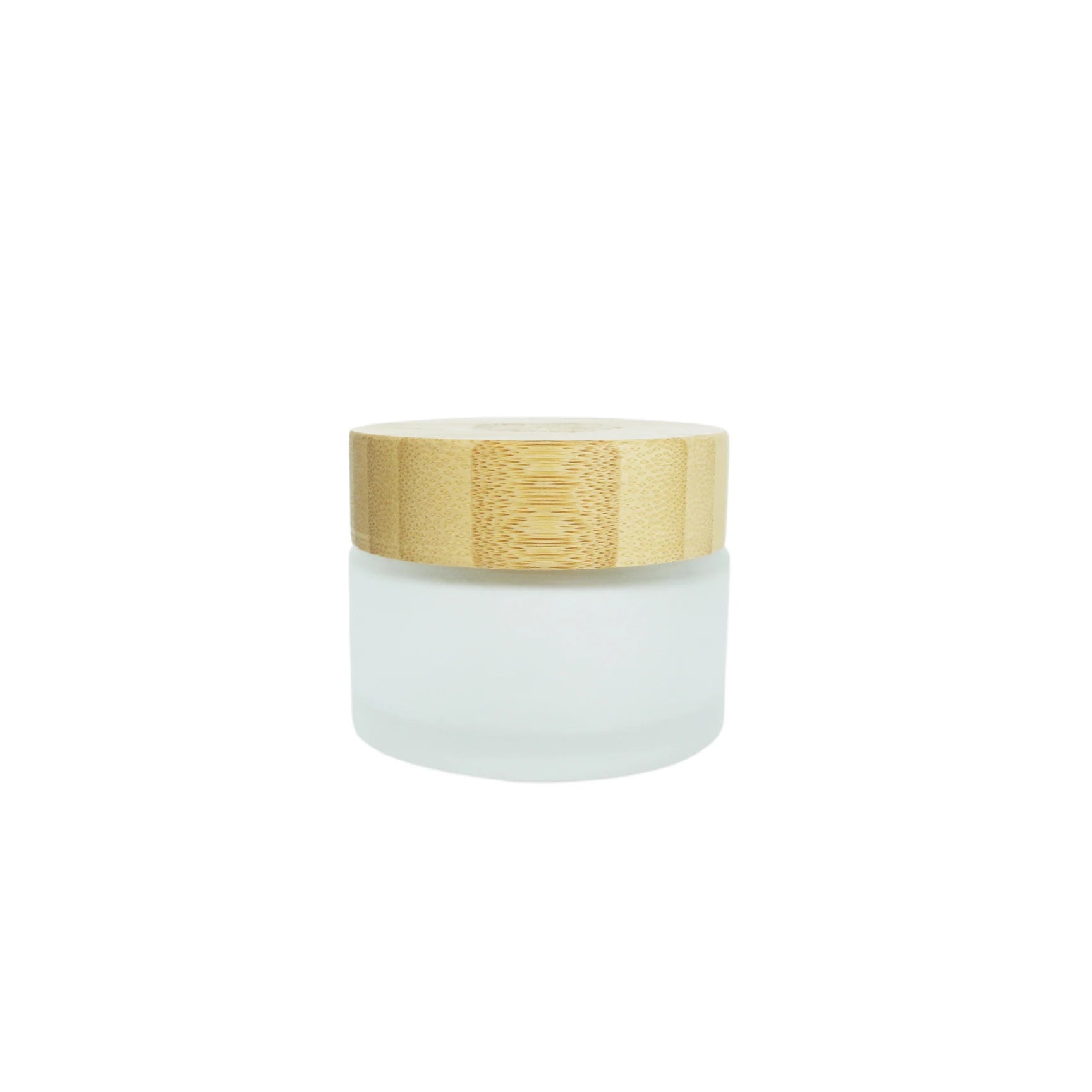 50ml 50g Frosted Glass Cream Candle Jar with Bamboo Wooden Lid and Plastic Cap for Cosmetic Packaging