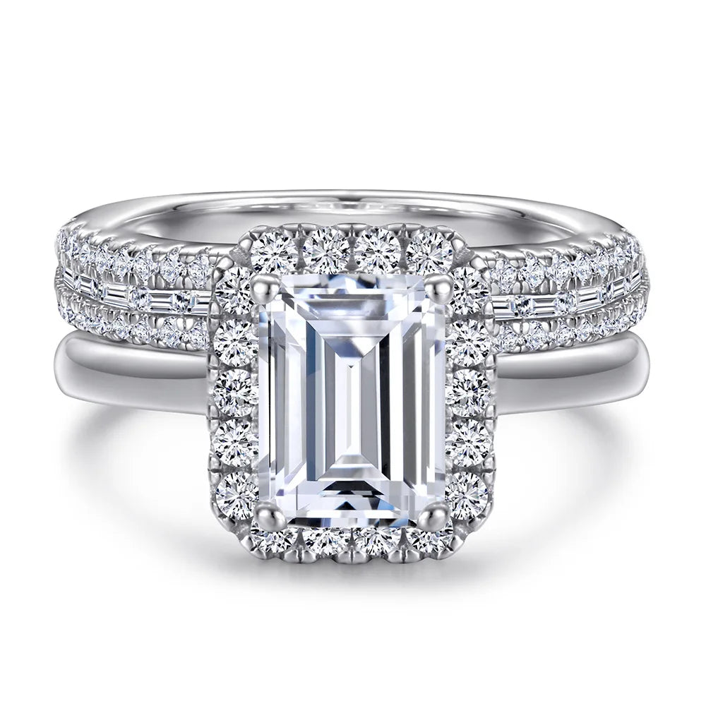 High Jewelry Combination Ring S925 Sterling Silver Women's Engagement Wedding Diamond Ring Wholesale Silver Engagement Rings