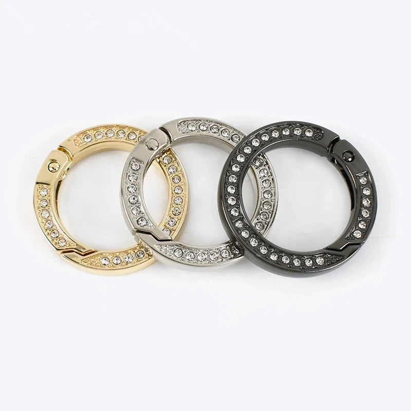 Meetee BK403 25mm Connecting Buckle Round Ring Bag Accessories Double-sided Diamond Opening Spring Ring