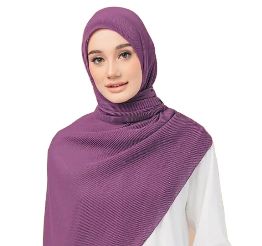 2021 Newest Arrival Hijab Muslim Shawl Crinkle Wrap Bubble Chiffon Scarf Pleated Malaysia Scarf Crumple Hijab Plain Chiffon Wrap