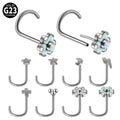 Gaby New Sale ASTM F136 Titanium Push Pin Nose Rings Flower Nose Piercing Screw Shape Wholesale Piercing Jewelry