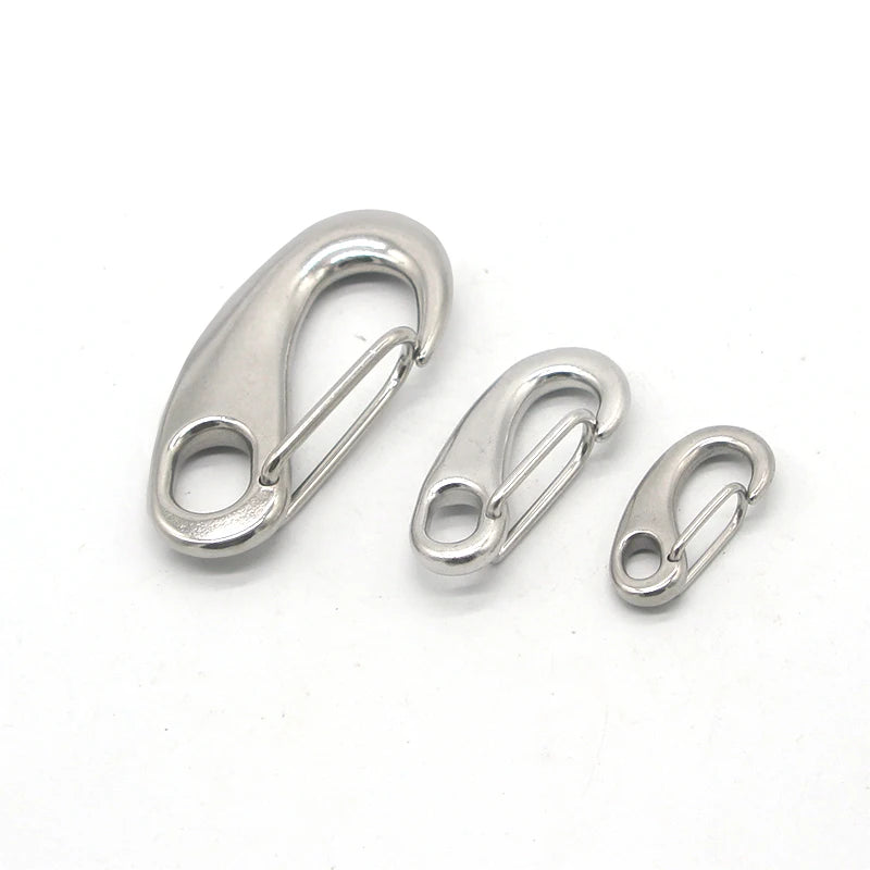 Stainless Steel 304/316 Spring Snap Hook Lock Carabiner with Nut Custom Sizes for Heavy Industry & Mining Applications