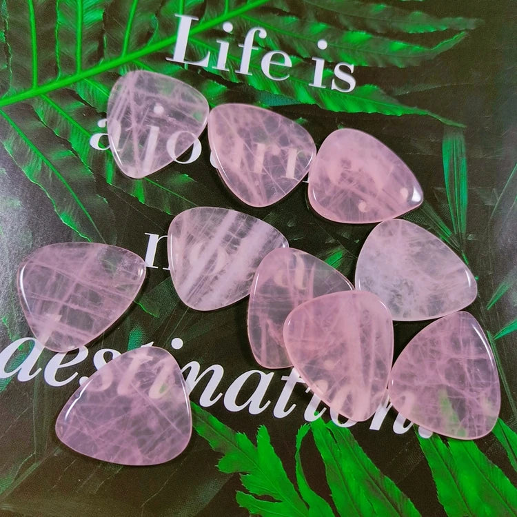 Hongzhuo High End Small Triangle Rose Quartz Guitar Accessories Picks