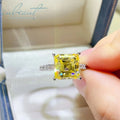 925 Silver Original 3 Carat Brilliant Ascher Cut Pass Diamond Test Square Yellow Moissanite Wedding Ring for Women Fine Jewelry