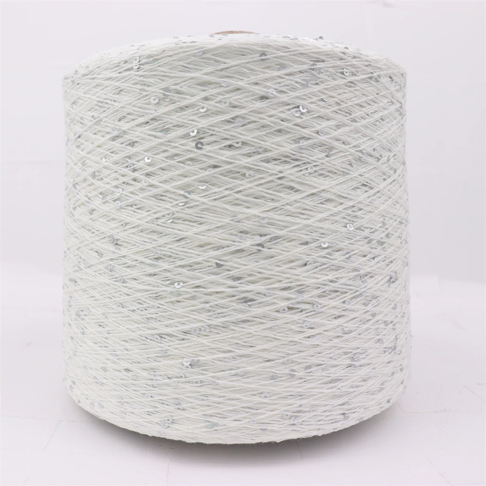Wholesale Eco-Friendly High Tenacity Fancy 100% Combed Cotton Blended Yarn 3mm Transparent Sequins for Hand Knitting Embroidery