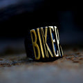 SS8-789R Steel Soldier Stainless Steel Crack Punk Biker Letters Carved Fashion Jewelry Letters Ring with the Letter
