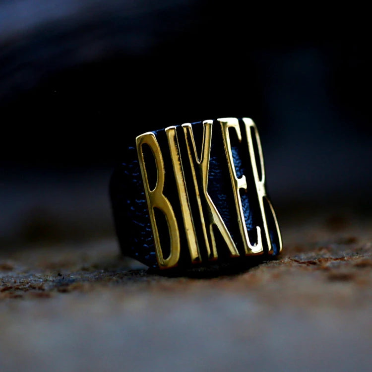 SS8-789R Steel Soldier Stainless Steel Crack Punk Biker Letters Carved Fashion Jewelry Letters Ring with the Letter