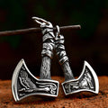 SS8-587P Steel Soldier Wolf Axe Necklace Mjolnir Pendant Northern Europe Myth Nordic Pendant Stainless Steel Chain Necklace
