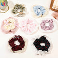 QIYUE Lace Wind Bow Large Scrunchies High-grade Sweet Girl Floral Scrunchies Women's Hair Accessories