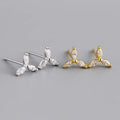 Cute Design S925 Sterling Silver Flower Fresh Three Leaf Stud Earrings 925 Silver Jewelry for Women Girl Gift EH1473