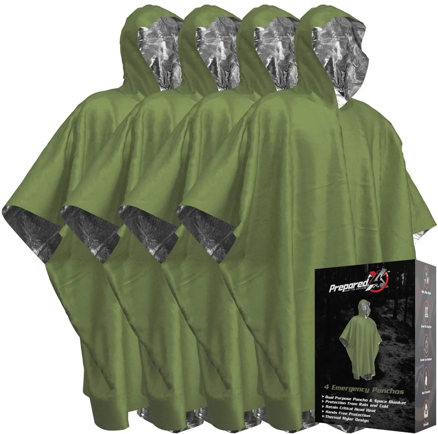 Army Green Emergency  Raincoat Adult Outdoor Hiking Ultralight Waterproof Thermal  Space Raincoat