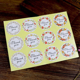 120pcs Per Pack Small Fresh Thank You 4 Color Flower Sealing Stickers for Handmade Products Package Label