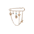 2021 Factory New Style Gold Plating Sealife Charms with Chain Sweater Pins for Brooches for Women Jewelry Customized Alloy Owl