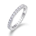Classic Design Shiny Full Diamond Ring 925 Sterling Silver Claw Set D Color VVS Single Row Moissanite Eternity Diamond Rings