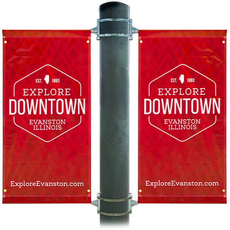 Street Light Pole Double Sided Banner With Brackets and Pole
