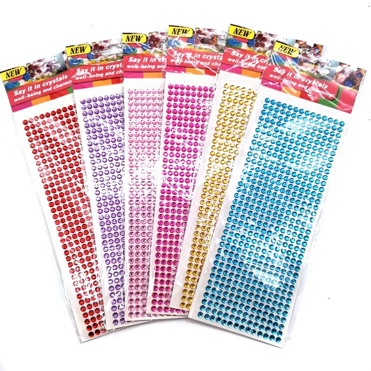 Wholesale 6mm Self-Adhesive Acrylic Gems Strip for Craft Jewel on Diwali Ramadan Graduation Valentine's Day and Thanksgiving