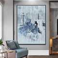 3d Large Minimalism Blue and White Modern Contemporary Wall Art Handmade Abstract Canvas Oil Painting Hand Painted Artwork