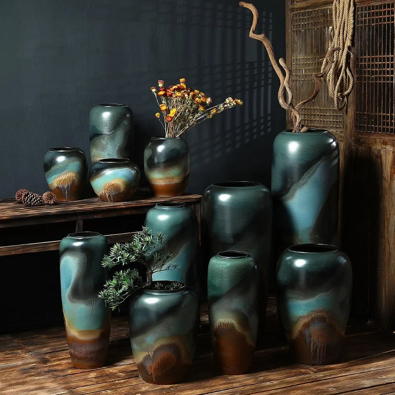Jingdezhen Wholesale Contemporary Bottle Shaped Large and Small Flower Vase Multi Color Ceramic Floor and Table Vases