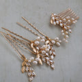 SLBRIDAL Handmade Copper Zircon Freshwater Pearls Bridal Hair Comb Hair Pin Wedding Headpieces Women Jewelry Hair Accessories
