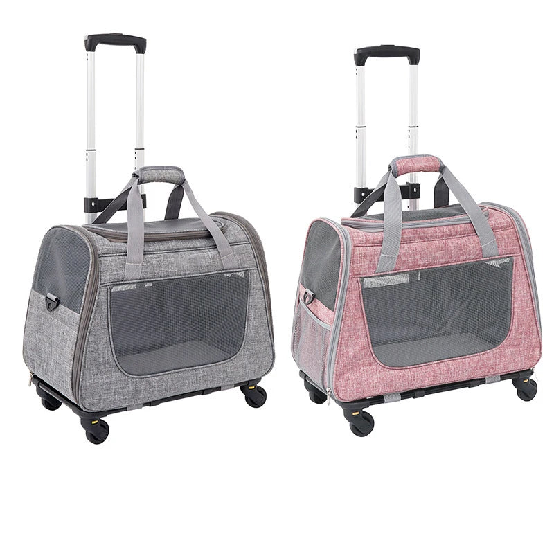 2023 New Base Pulley Manual Trolley Outdoor Convenient Carry Pet Carrier Bag Wholesale