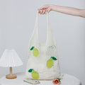 New Style Summer Yellow Pear Pattern Knitted Crochet Beach Tote Bags Large Capacity Portable Mesh Hollow Open Autumn Winter