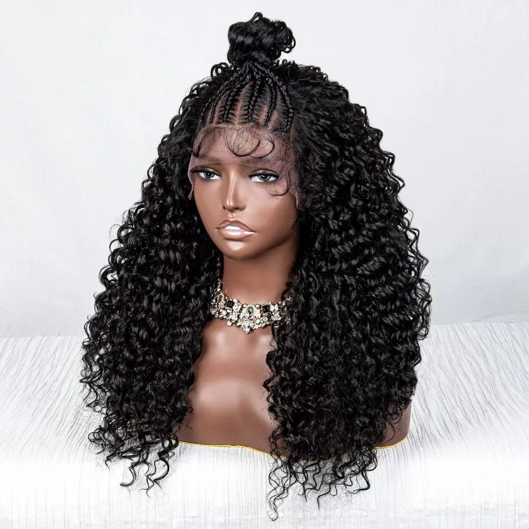 SHAROPUL Curly Hair Front Lace Synthetic Hair Wigs Fashion Curly Hair Lace Closure Wig for Black Women